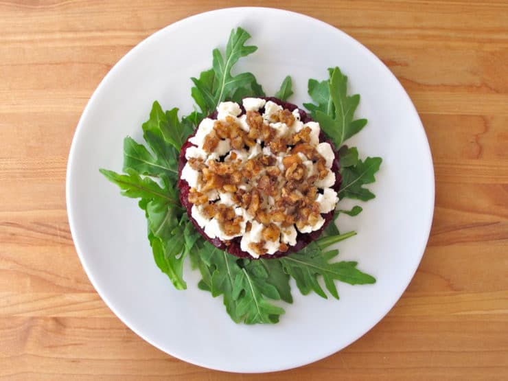 Beet tartare salad on a plate.