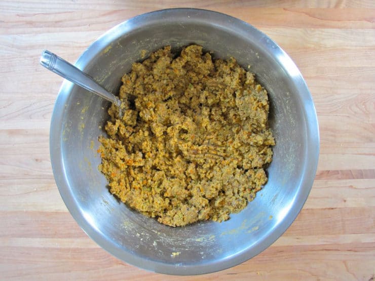 Black eyed pea burger mixture in a bowl.