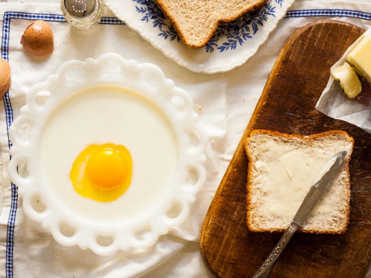 Egg and milk ready for dipping bread.