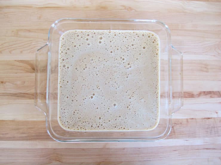 French toast batter in a dish.
