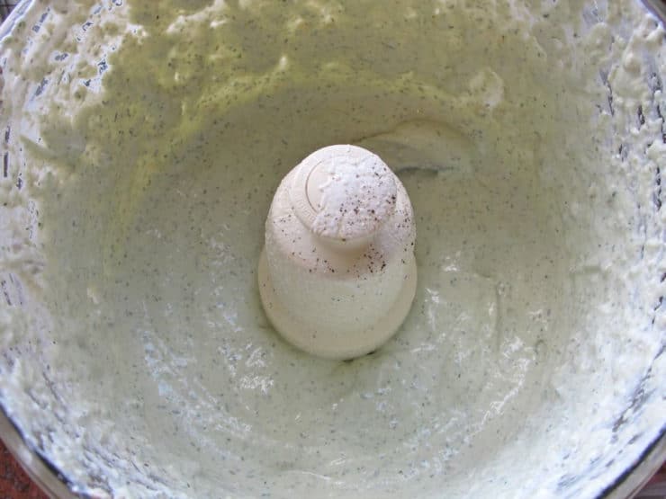 Greek yogurt and seasonings in the food processor.