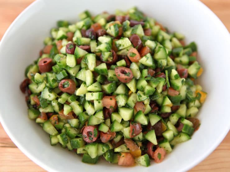 Heirloom Israeli Salad in a bowl.