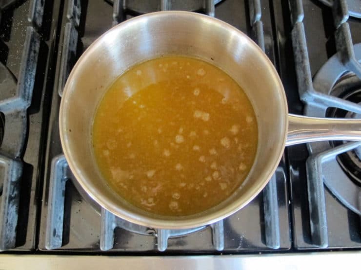 Skim the fat from the saucepan of pan drippings.