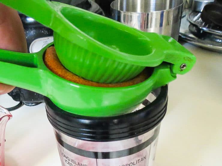Juicing an orange.