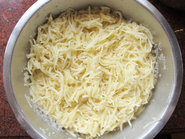 Passover Potato Kugel - Traditional Jewish Kugel with Potatoes, Onions and Eggs for the Passover Holiday.