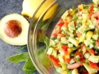 Israeli Salad with Avocado and Mint Pinterest Pin on ToriAvey.com