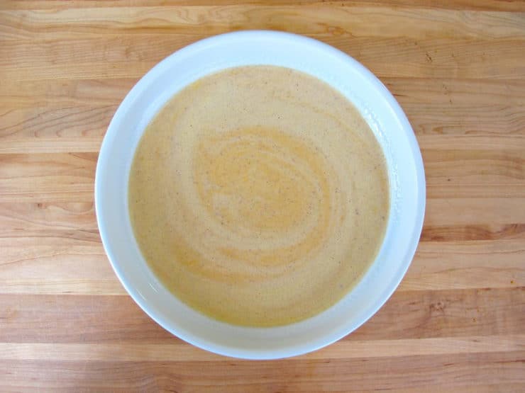 Pumpkin pudding in a baking dish.
