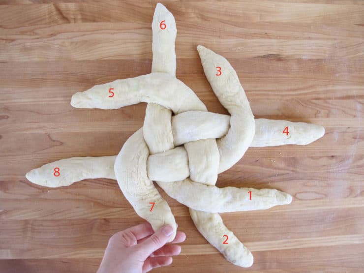 How to fold challah in a circle.