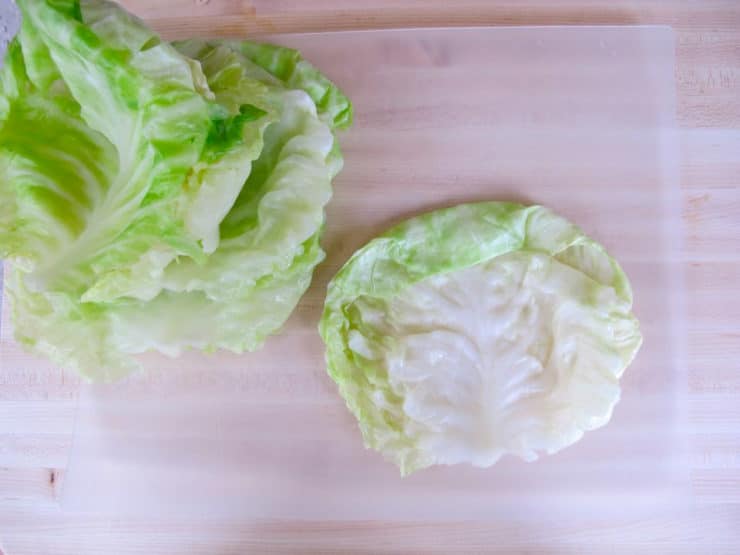 Separating cabbage leaves.