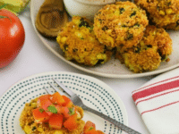 Delicious Corn & Pepper Panko Schnitzel topped with tomato relish Pinterest at ToriAvey.com