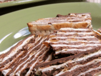 No bake Chocolate Matzo Cake Pinterest Pin at ToriAvey.com